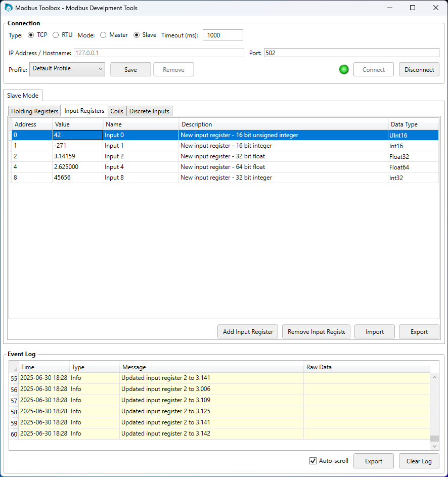 Modbus TCP Slave Mode